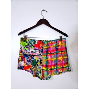 Jams World Volley Shorts Mens Large Multi Color Art Print Rayon Made in USA VTG